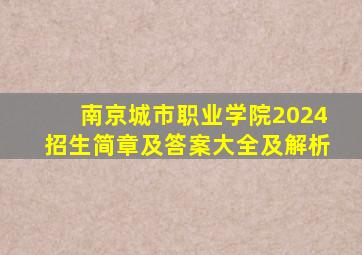 南京城市职业学院2024招生简章及答案大全及解析