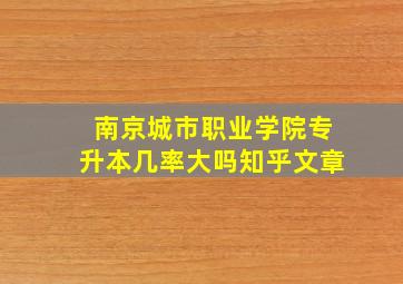 南京城市职业学院专升本几率大吗知乎文章