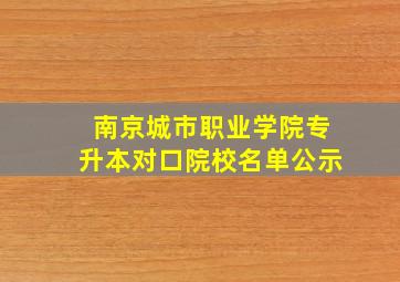 南京城市职业学院专升本对口院校名单公示