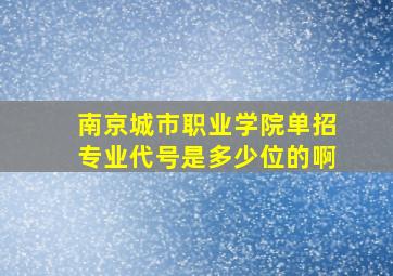 南京城市职业学院单招专业代号是多少位的啊