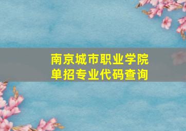 南京城市职业学院单招专业代码查询