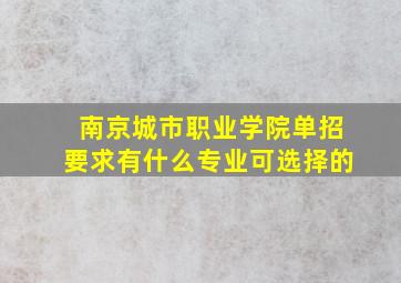 南京城市职业学院单招要求有什么专业可选择的