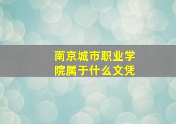 南京城市职业学院属于什么文凭