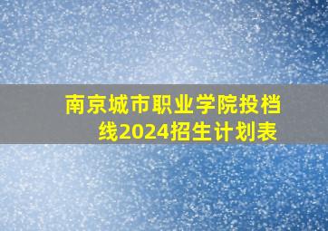 南京城市职业学院投档线2024招生计划表