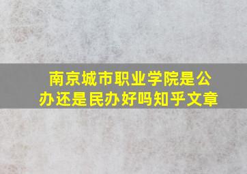 南京城市职业学院是公办还是民办好吗知乎文章