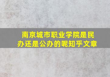 南京城市职业学院是民办还是公办的呢知乎文章