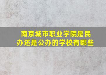 南京城市职业学院是民办还是公办的学校有哪些