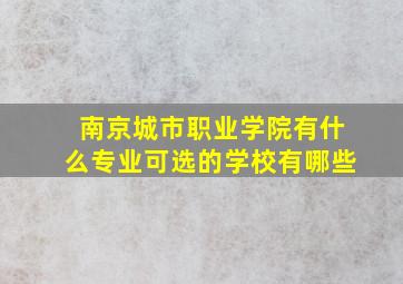 南京城市职业学院有什么专业可选的学校有哪些