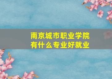 南京城市职业学院有什么专业好就业