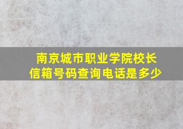 南京城市职业学院校长信箱号码查询电话是多少