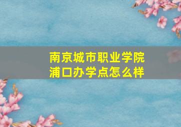 南京城市职业学院浦口办学点怎么样