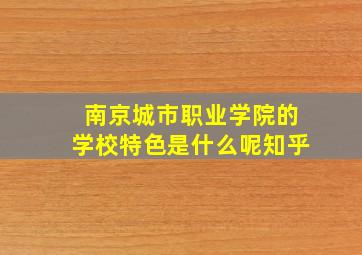 南京城市职业学院的学校特色是什么呢知乎