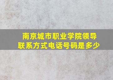 南京城市职业学院领导联系方式电话号码是多少