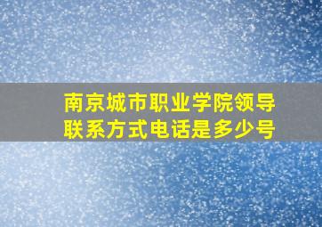 南京城市职业学院领导联系方式电话是多少号