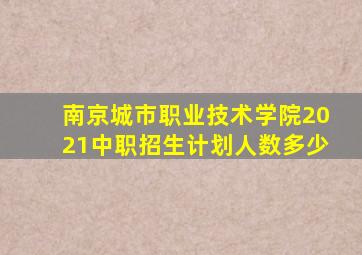 南京城市职业技术学院2021中职招生计划人数多少