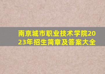 南京城市职业技术学院2023年招生简章及答案大全