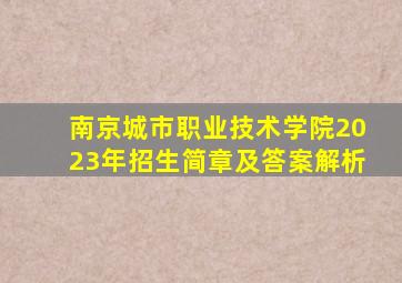 南京城市职业技术学院2023年招生简章及答案解析