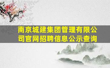 南京城建集团管理有限公司官网招聘信息公示查询