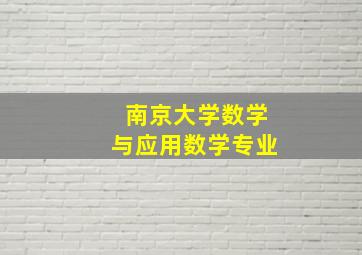 南京大学数学与应用数学专业