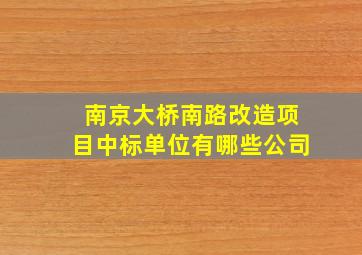 南京大桥南路改造项目中标单位有哪些公司