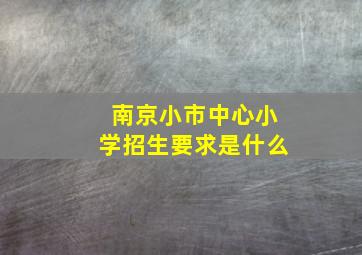 南京小市中心小学招生要求是什么