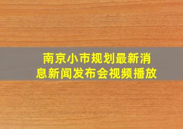 南京小市规划最新消息新闻发布会视频播放