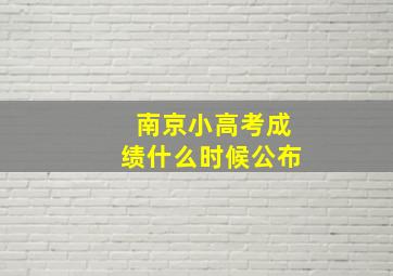 南京小高考成绩什么时候公布