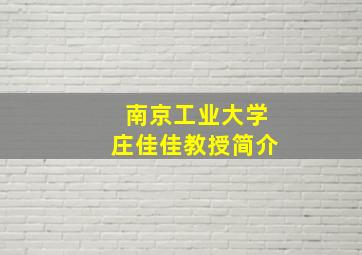 南京工业大学庄佳佳教授简介