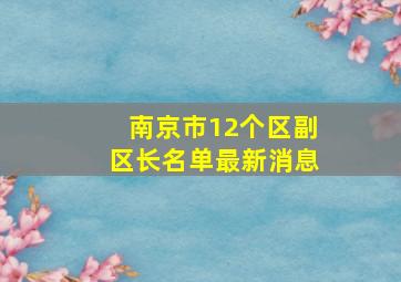 南京市12个区副区长名单最新消息