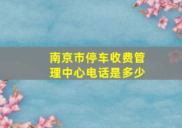 南京市停车收费管理中心电话是多少