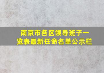 南京市各区领导班子一览表最新任命名单公示栏