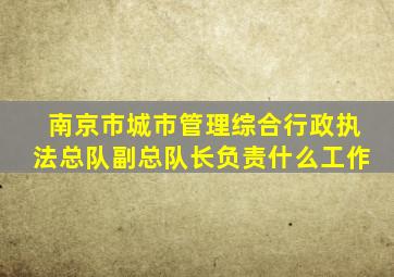 南京市城市管理综合行政执法总队副总队长负责什么工作