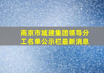 南京市城建集团领导分工名单公示栏最新消息