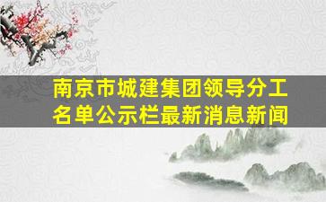 南京市城建集团领导分工名单公示栏最新消息新闻