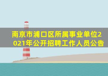 南京市浦口区所属事业单位2021年公开招聘工作人员公告