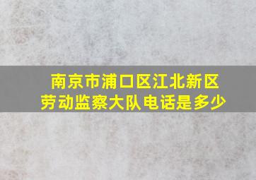 南京市浦口区江北新区劳动监察大队电话是多少