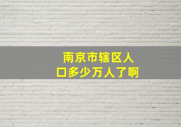 南京市辖区人口多少万人了啊