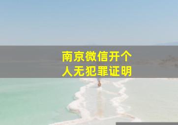 南京微信开个人无犯罪证明