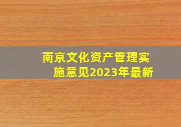 南京文化资产管理实施意见2023年最新