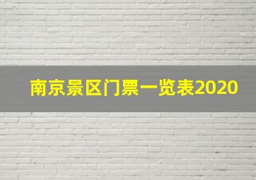 南京景区门票一览表2020