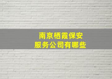 南京栖霞保安服务公司有哪些