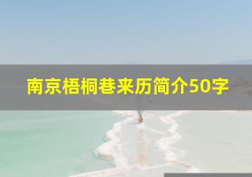 南京梧桐巷来历简介50字