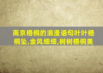 南京梧桐的浪漫语句叶叶梧桐坠,金风细细,树树梧桐美