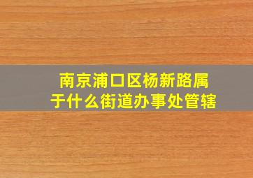 南京浦口区杨新路属于什么街道办事处管辖