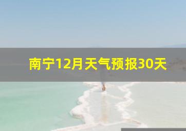 南宁12月天气预报30天