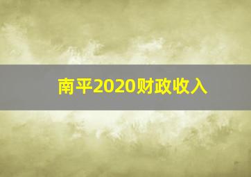 南平2020财政收入