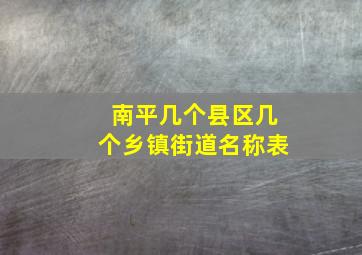 南平几个县区几个乡镇街道名称表