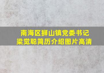 南海区狮山镇党委书记梁觉聪简历介绍图片高清