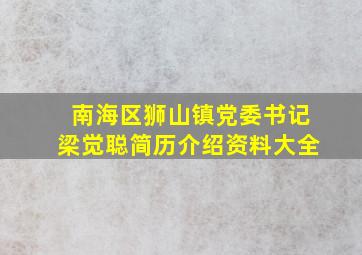 南海区狮山镇党委书记梁觉聪简历介绍资料大全