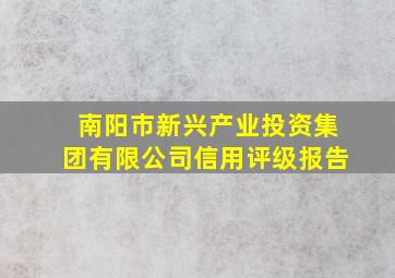 南阳市新兴产业投资集团有限公司信用评级报告